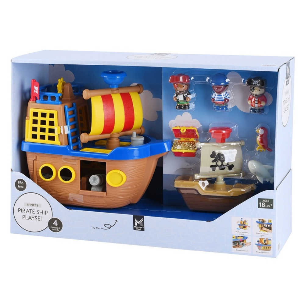 Member's Mark Preschool Playset Pirate Ship New 8-Pieces